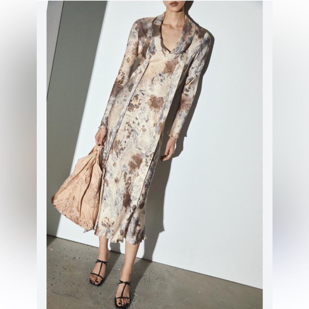 Zara ANIMAL PRINT BOWS DRESS ZW COLLECTION Size Large | MULTICOLORED NWT - Picture 4 of 5